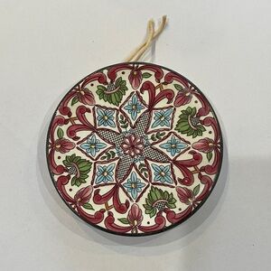 Handcrafted 3-3/4 inch Vintage Moorish Floral Pottery Ceramic Plate from Spain